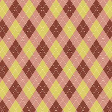 Retro seamless argyle pattern in yellow, pink, and brown