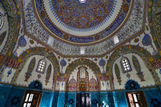 A view of the Tomb of Cem Sultan in the city of Bursa, Turkey. It is renowned for its tilework and hand-painted ornamental decorations.