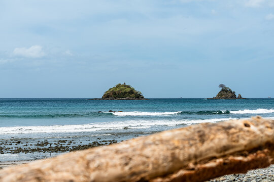 View of Playa Danta, a beautiful beach in front of Las Catalinas, a coastal town designed with stunning Mediterranean architecture , in the region of the Guanacaste (Costa Rica).