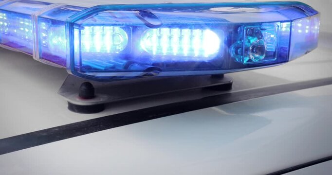 Emergency services flashing lights &ndash; police car at law enforcement crime scene, firefighter on call or light on paramedic ambulance at medical emergency.