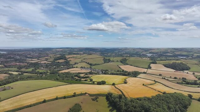 Devon Fields and Farms over Torquay and Paignton from a drone, Devon, England