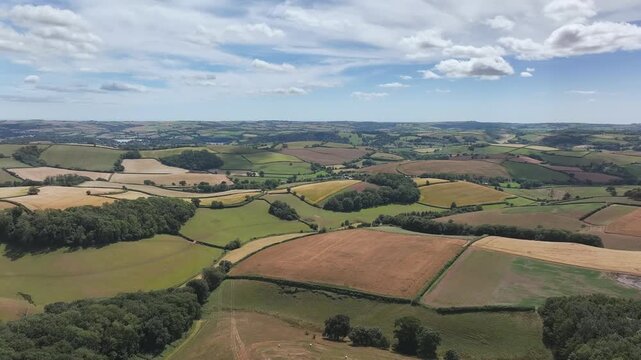 Devon Fields and Farms over Torquay and Paignton from a drone, Devon, England