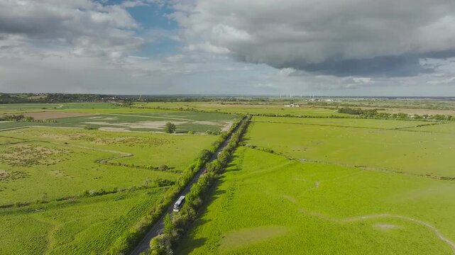 Royal Military Canal from a drone, Winchelsea, East Sussex, England