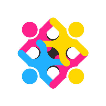 Geometric puzzle with interlocking pieces represents collaboration and unity