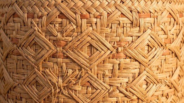 Natural woven wicker texture with geometric diamond pattern background