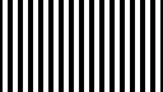 Slow vertical black and white stripes move right in a seamless optokinetic loop. High-contrast stimulus for vestibular rehabilitation, eye tracking, neurology, and medical education.