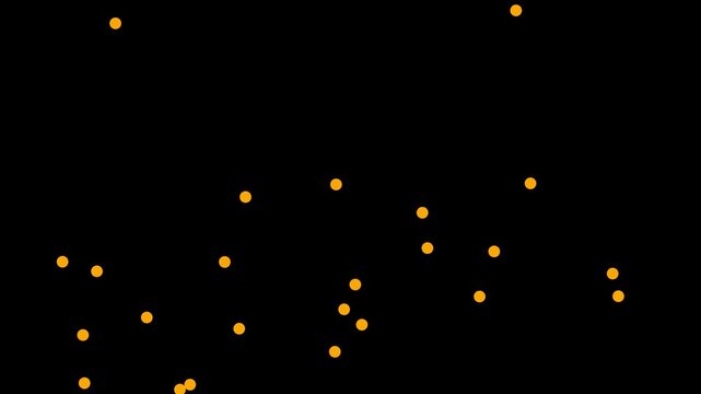 Orange sparkle dots scattering animation on black background