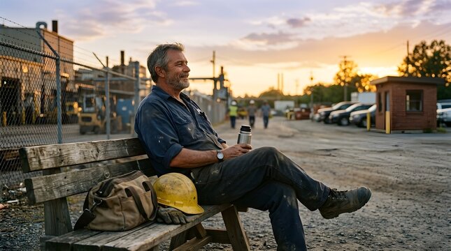 Elderly Man Sitting Bench Street
