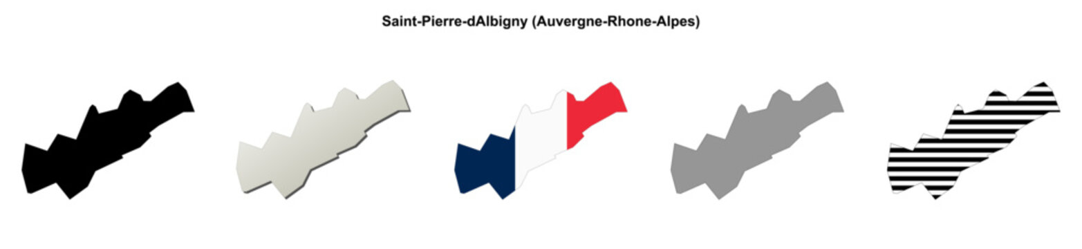 Saint-Pierre-dAlbigny (Auvergne-Rhone-Alpes) blank outline map set