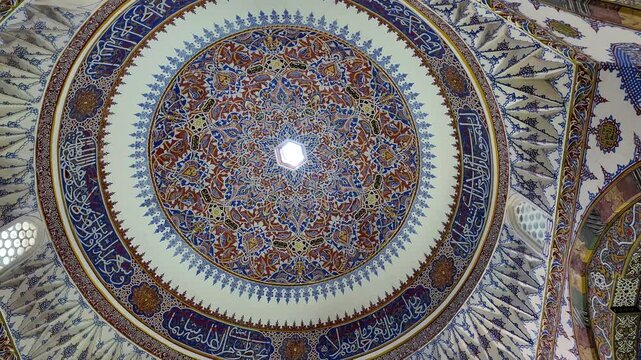 A view of the Cem Sultan Tomb in the city of Bursa, Turkey. It is renowned for its tiles and hand-painted ornamental decorations.