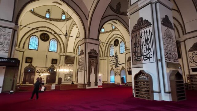 A view of the historic Grand Mosque in the city of Bursa, Turkey. It is one of the country's most important mosques.
