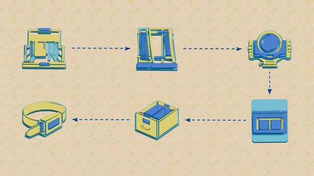 Batch and control racks undergo comparative assay readings before archival retention as a paired set, following a sequence that reverses direction in the second row. Flat 3D style with smooth matte