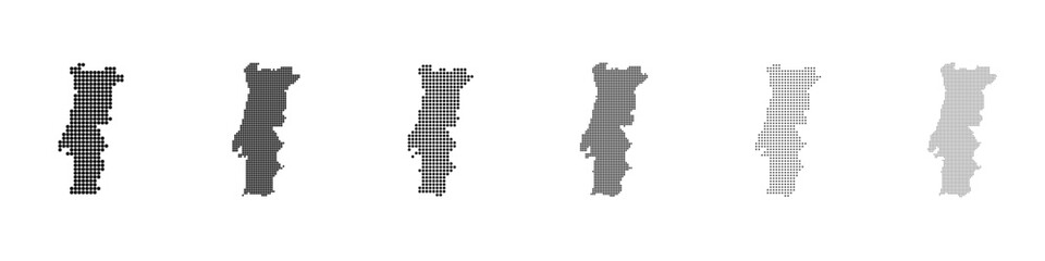 Obraz premium Dot mosaic Portugal outline map set
