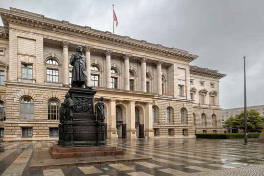 Berlin, Germany - July 6, 2026: Exterior views and architectural details of the historic Gropius Bau exhibition hall in central Berlin.