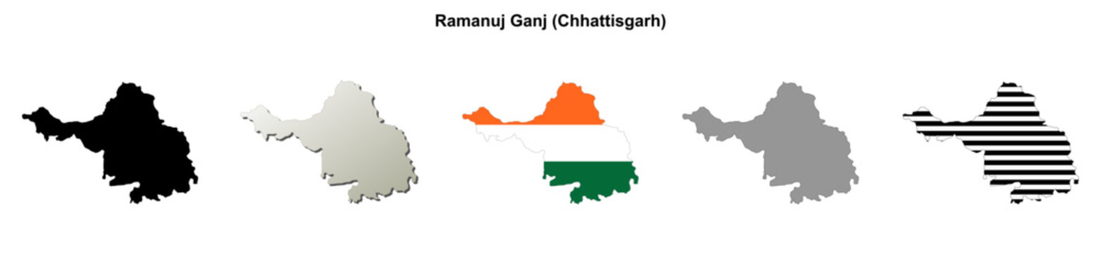 Ramanuj Ganj (Chhattisgarh) blank outline map set