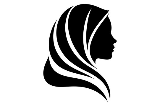 Silhouette profile of a woman wearing a traditional hijab headscarf with silhouette headscarf tradition religious