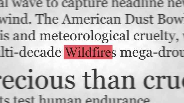 Wildfire, intense flames, smoke, burning trees, natural disaster and climate crisis