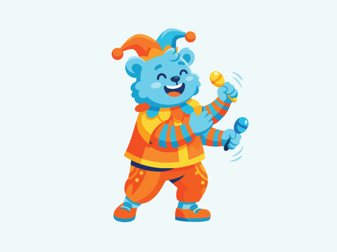 Jester Bear Juggling Colorful Balls