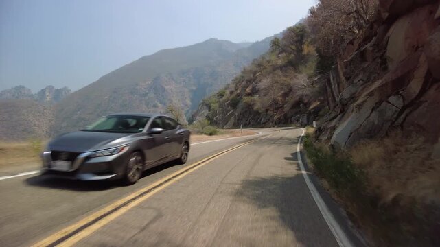 Kings Canyon Scenic Byway East Section 38 Eastbound MultiCam Front View Driving Plate California USA