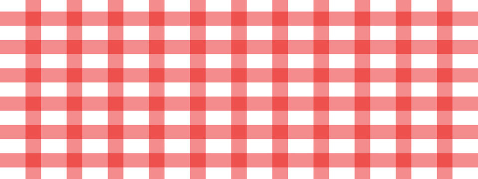 Seamless geometric plaid pattern with orange red and light blue stripes on a white background