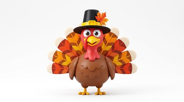 happy thanksgiving turkey 3d icon illustration