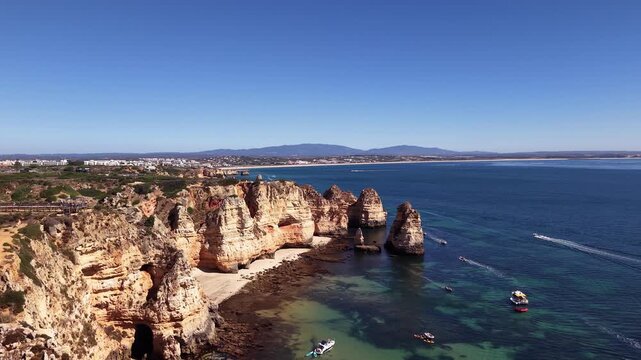 Ponta da piedade algarve coastline aerial view