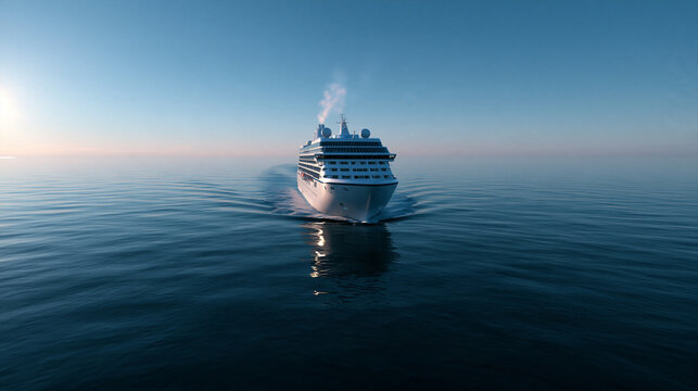 Cruise Ship Sailing on Calm Open Ocean