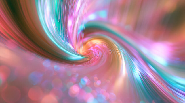 Abstract Swirl of Colorful Glowing Light Waves