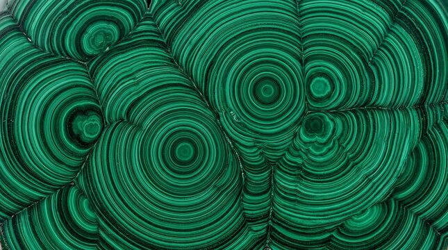 Polished Green Malachite Mineral Texture with Concentric Bands