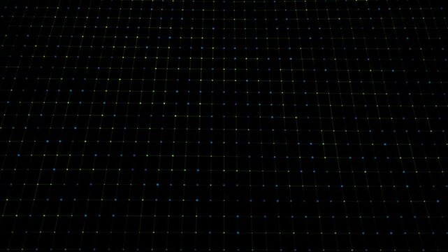 Seamless Loop Abstract Blue and Green Digital Network Grid on Black Background