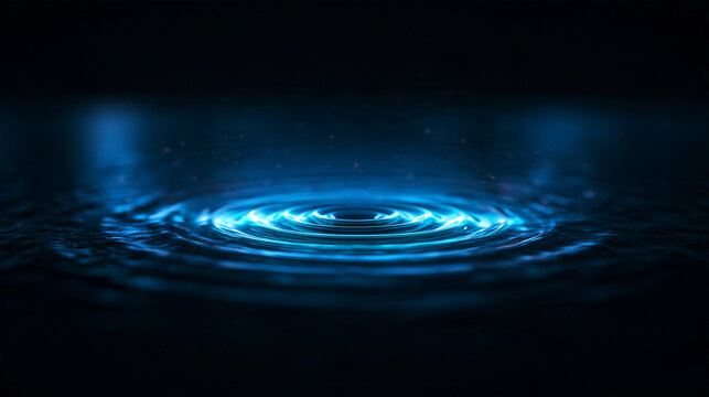 Glowing Blue Water Ripple Concentric Circles Background