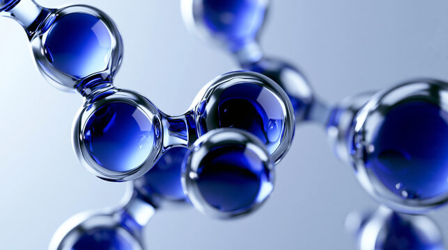 Molecular Structure with Blue Spheres in Close-Up