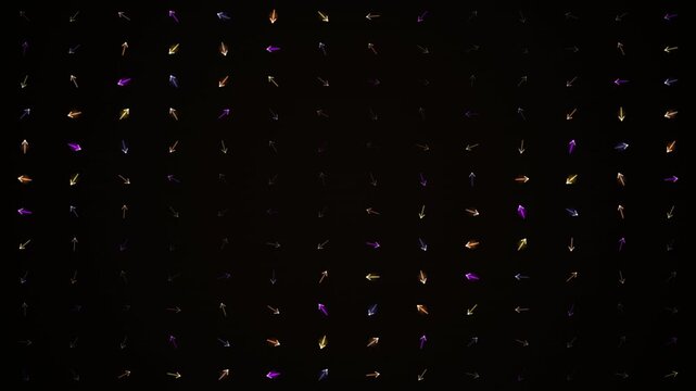 Colorful arrows scattered across a dark background pointing in various directions.