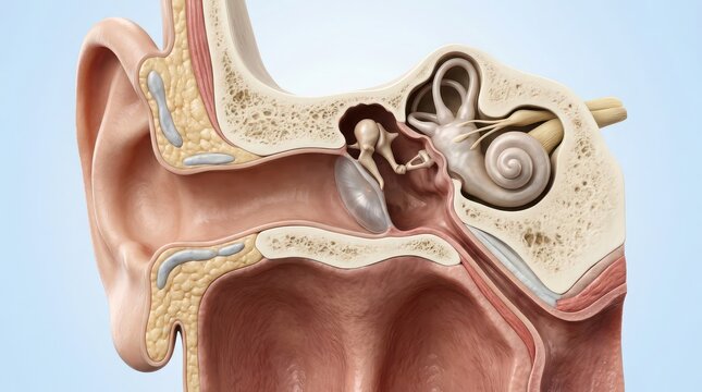 Detailed Anatomy Of The Human Ear Including Outer Middle And Inner Sections image photo