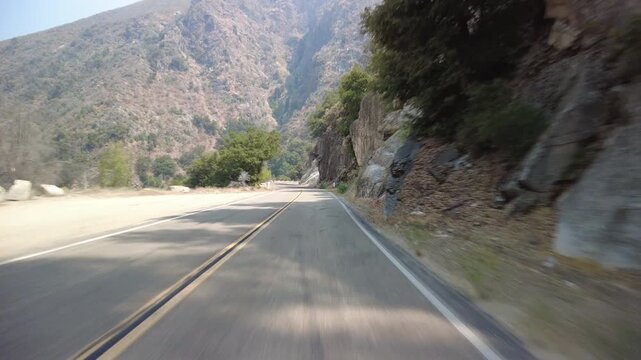 Kings Canyon Scenic Byway East Section 39 Eastbound MultiCam Front View Driving Plate California USA