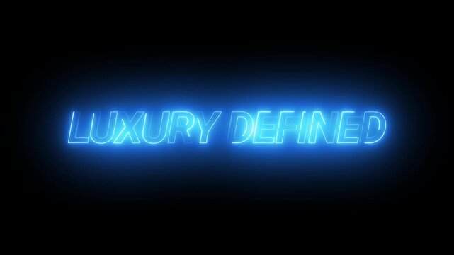 Luxury neon sign displaying defined text in modern dark studio setting with clean copy space