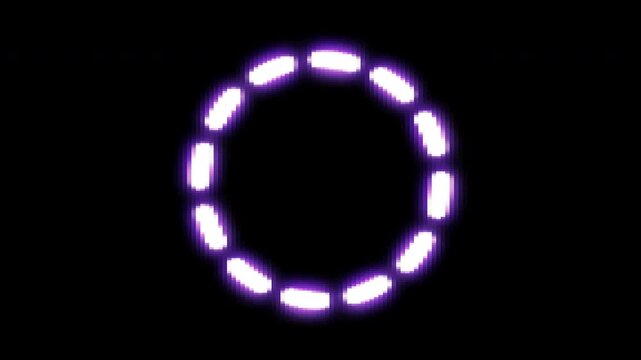 Pulsing purple edge dashed glowing CRT screen style circle perfect loop for use with logos, etc. with black background