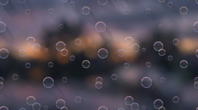 Abstract bubbles pattern on blurred dark purple background for atmospheric visual effects.
