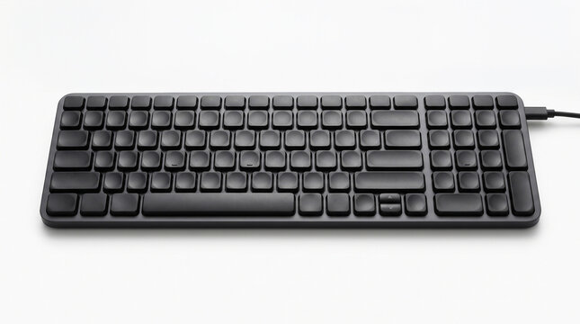 Black computer keyboard on a plain white background