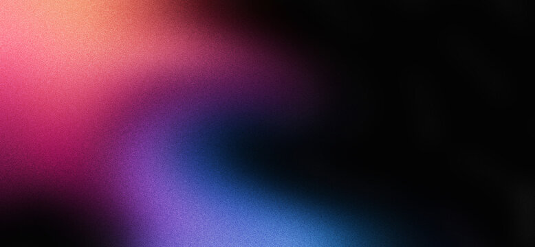 Dark grainy color gradient background, purple red orange blue black colors banner poster cover abstract design