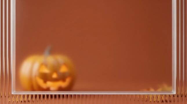 Halloween Jack o lantern behind frosted glass background