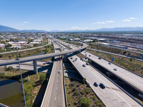 Traffic flows through the Spaghetti Bowl interchange in Utah