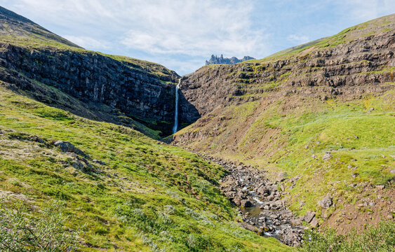 Waterfall Beneath the Eastfjords Peaks