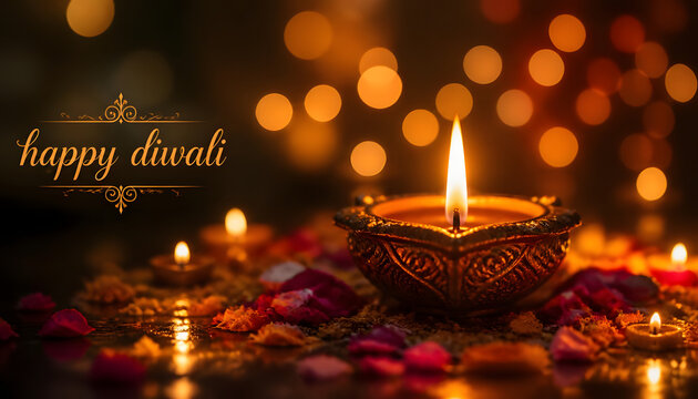  DIwali holiday shiny background with diya lamp