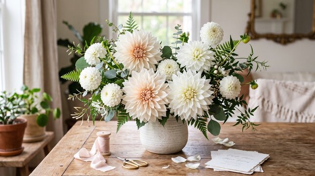 White dahlia bouquet