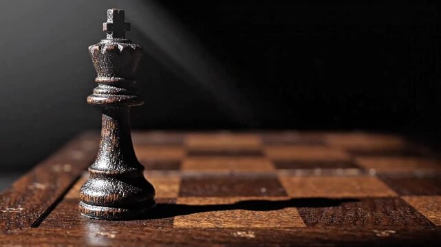 Carved Ebony Chess King Piece 3D Animation