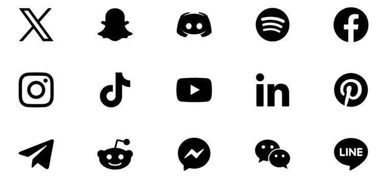Editorial Stroke Solid Black Popular Social Media and Communication Platform Logo Vector Icon Set 2026