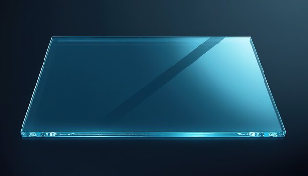 Transparent glossy glass plate featuring realistic screen reflections and shiny highlights, rendered as a sleek acrylic panel vector illustration.