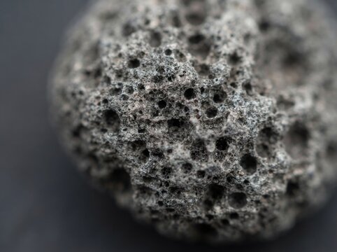 Macro detail of a porous volcanic rock surface with porous stone lava rock igneous rock grey rock
