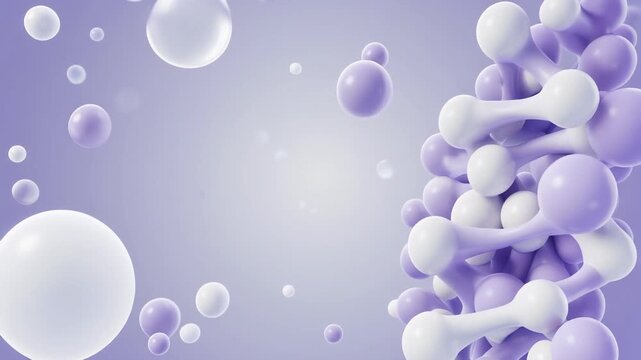 右側に配置されたタンパク質の折りたたみ構造を描いた医療・科学の背景